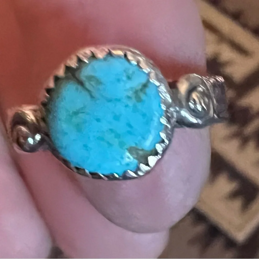 Native American Kingman Turquoise Sterling silver, size 7 - Picture 4 of 7